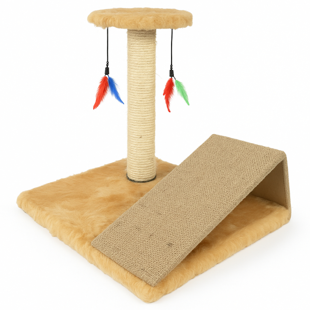 Brinquedo para Gato Arranhador com Pena e Rampa Poste Sisal em Oferta na Shopee