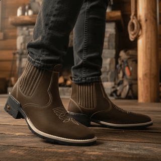 Botina Texana Ferreira César 100% Couro Legítimo Country Solado Borracha Costurado Bordada em Oferta na Shopee