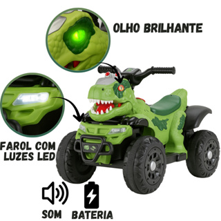Moto Quadriciclo Elétrico 6v Infantil Dinossauro Conexão Bluetooth e Luzes em LED em Oferta na Shopee
