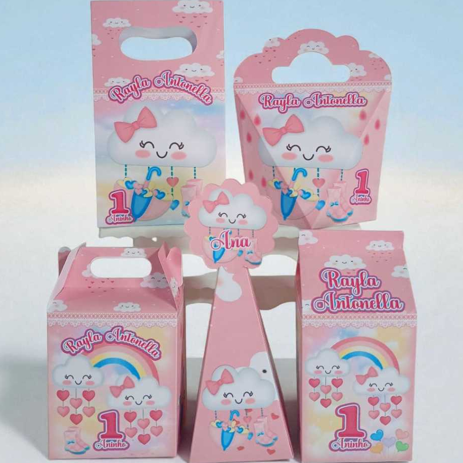 Kit Festa Personalizada Chuva de Bençãos 30, 40, ou 50 Caixas + 20 Tags Para Docinhos em Oferta na Shopee