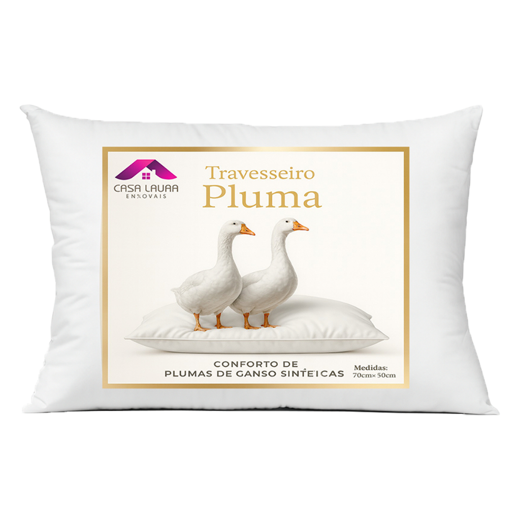 Travesseiro 100% Pluma De Ganso Pluma Siliconada Top De Linha Mega Oferta Sintético