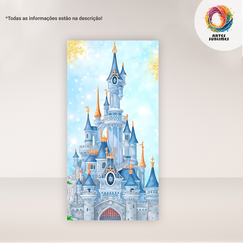 Painel Vertical Castelo Azul Romano C/ Elástico e Retangular C/Overlock - R4