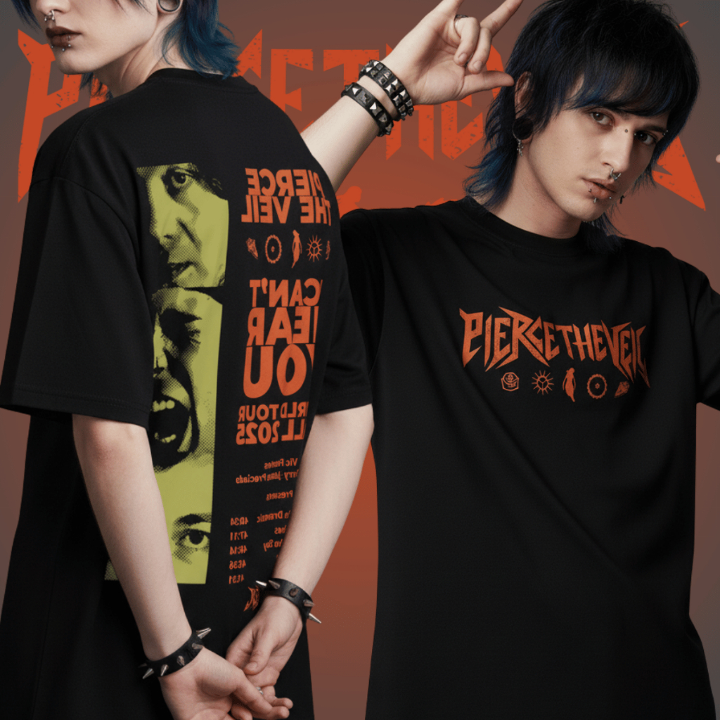 Camiseta Oversized Pierce The Veil Banda Emo Rock Tour 2025 Algodão 100% Estampa Premium em Oferta na Shopee