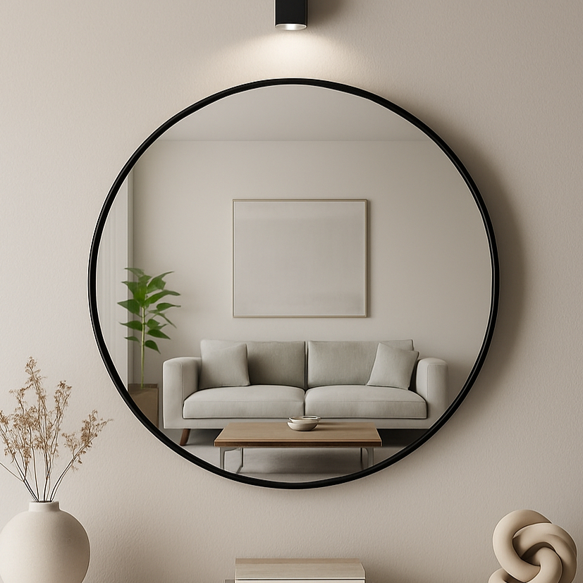 Espelho Adnet Couro + Suporte Fixação 30cm Sala Quarto Banheiro Hall em Oferta na Shopee