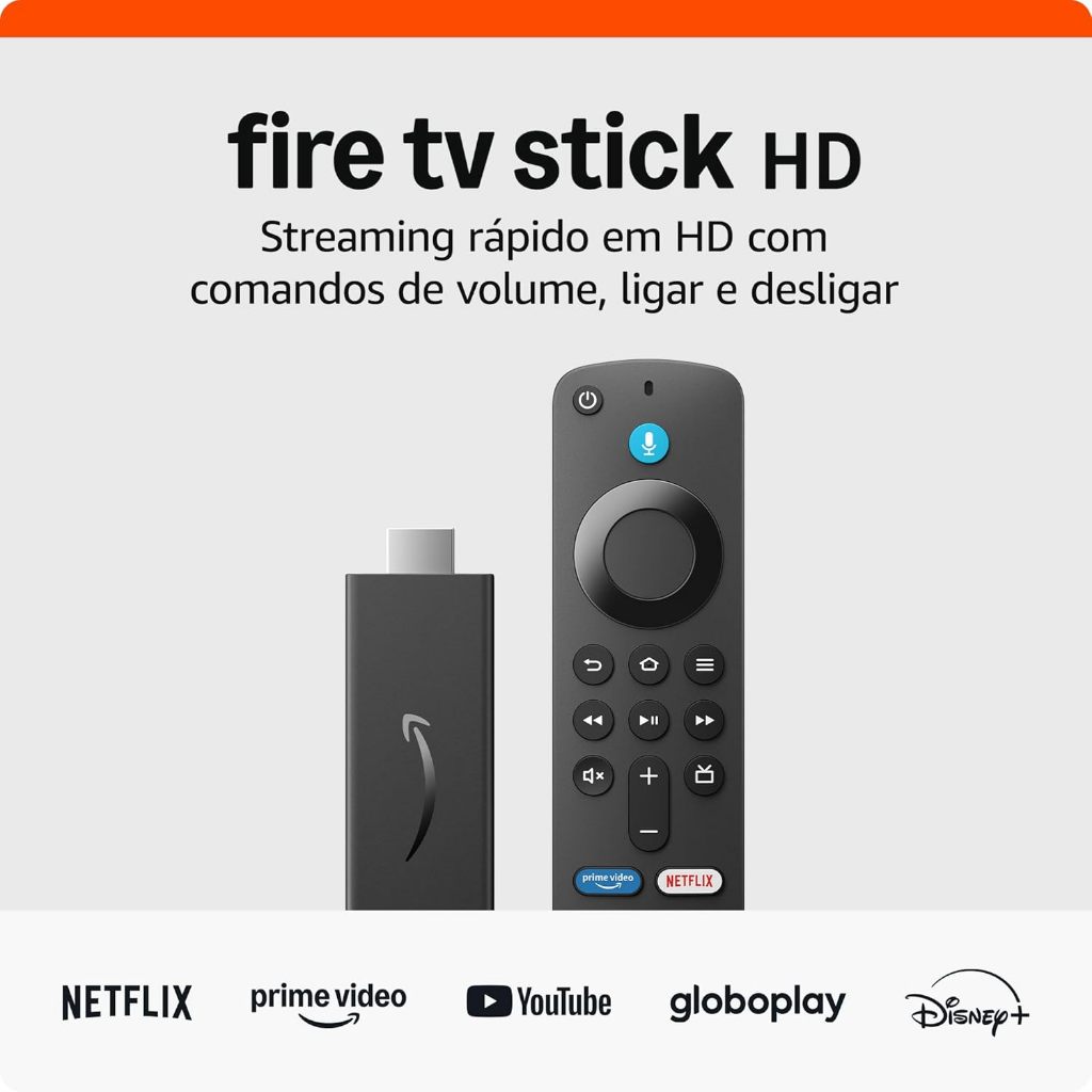 Novo Amazon Fire Stick TV Full HD 3ª Geração Alexa Comando de Voz Original - Preto