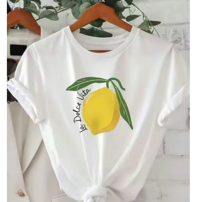 Camisa Feminina T-shirt Slim "La Dolce Vita" Básica Fashion em Oferta na Shopee