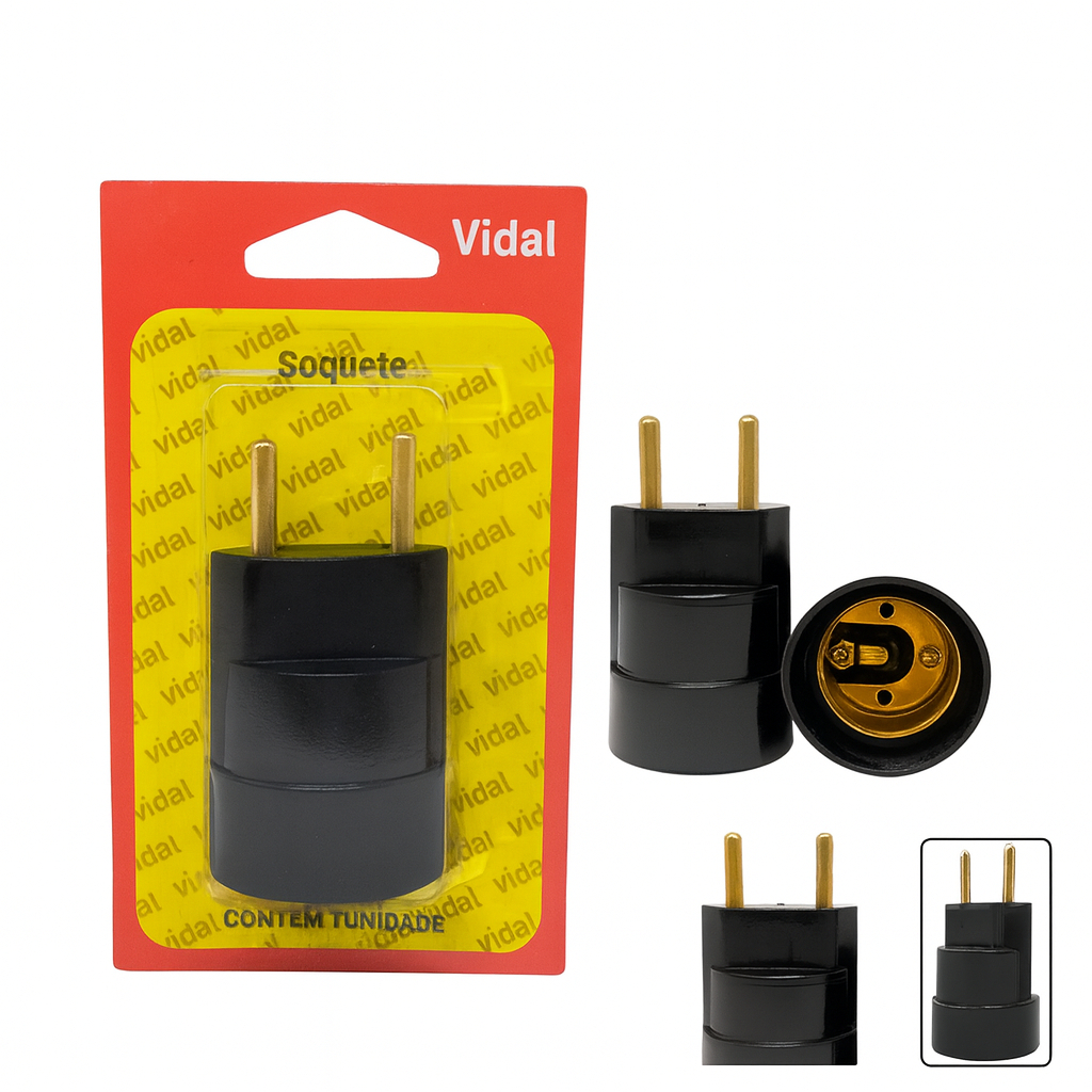 KIT 12 Soquete com Plugue 10A Padrão Brasil – Preto | Vidal