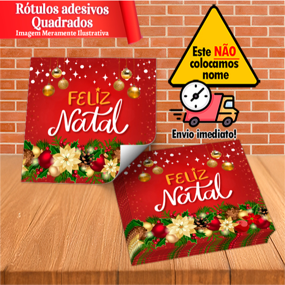 Rótulos Adesivos Quadrados Natal