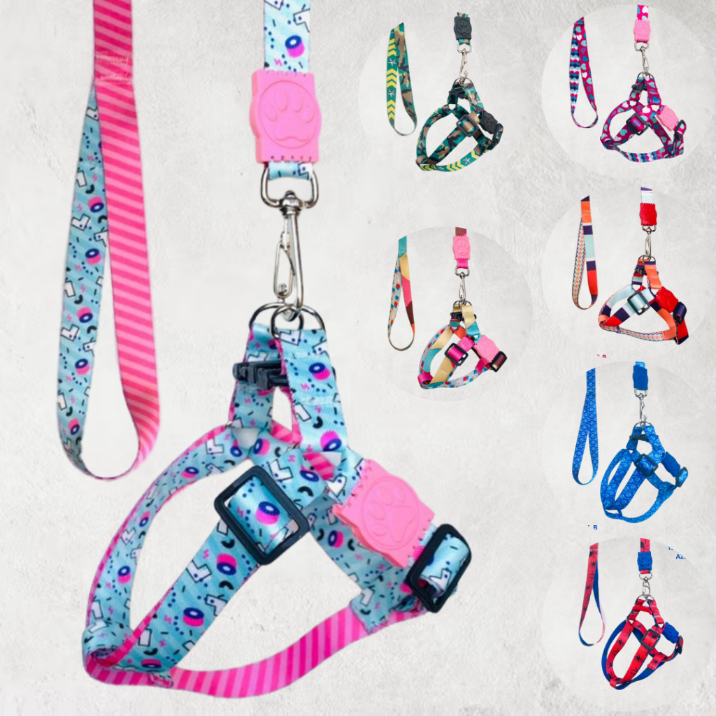 Coleira Para Cachorro Pet Peitoral Seda Estamapdo estilo Americano com Guia em Oferta na Shopee