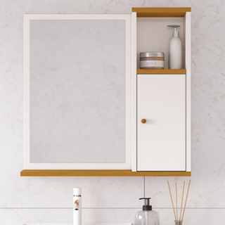 Armário com Espelho de Banheiro Aéreo com Porta e Prateleira Suspenso Espelheira Beauty em Oferta na Shopee