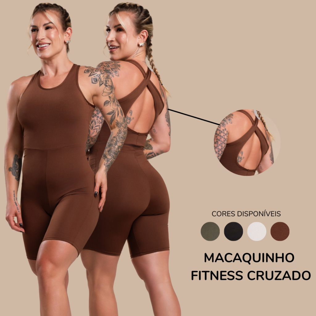 Macaquinho Macacão Feminino Cruzado Costas Fitness Moda Treino Academia F7 NEW STYLE em Oferta na Shopee