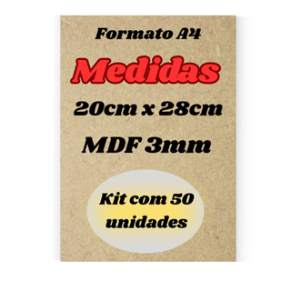 Kit 50 Un 20x28 Chapa A4 MDF Cru 3mm Para Quadros Decorativos Porta Retrato Artesanato Adesiva em Oferta na Shopee