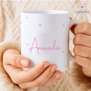 Caneca Personalizada Com Nome - Caneca Com Nome - Presente Personalizado - Caneca Presente - Caneca Menina - Caneca Rosa