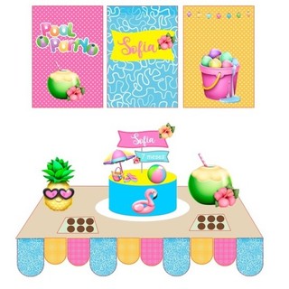 Kit Pool Party - decoração pool party - só um bolinho pool party - festa pool party mesvesario