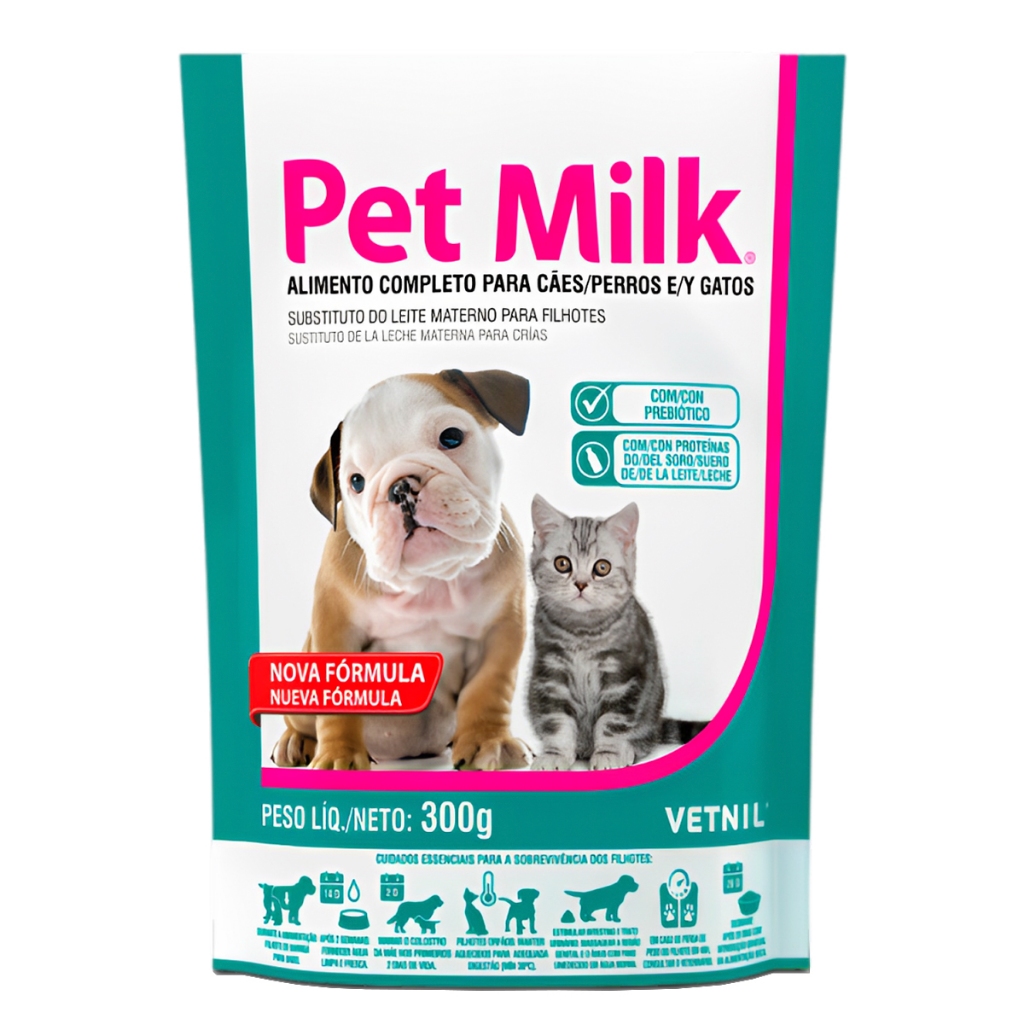 Pet Milk 300g Leite Materno Substituto Para Filhotes Cães e Gatos Crescimento Saudável