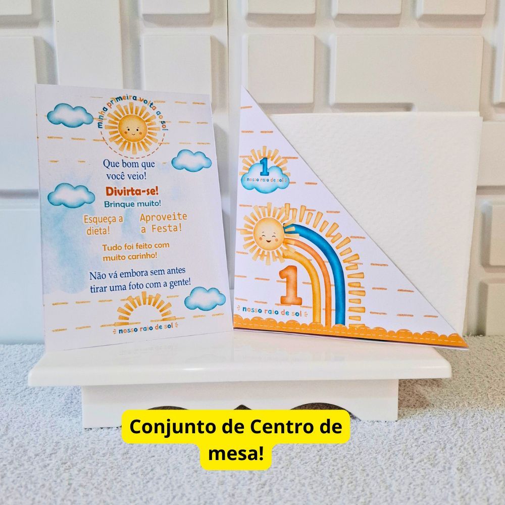 Kit Centro de Mesa Festa Plaquinha de Agradecimento + Porta Guardanapo Tema Minha Primeira Volta ao Sol em Oferta na Shopee