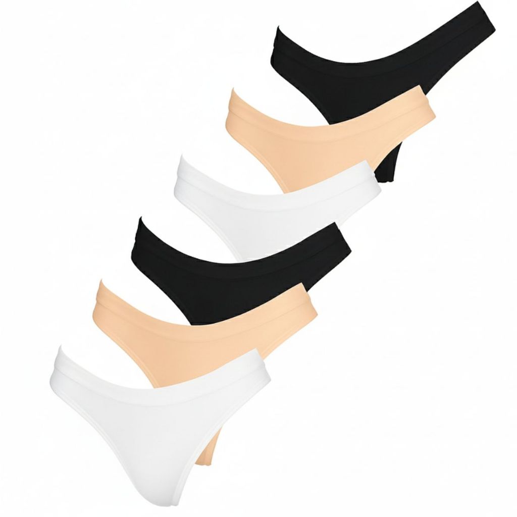 Kit 6 Calcinhas Fio Dental Poliamida Calcinha Sem Costura Elastano Forro de Algodão Confortável em Oferta na Shopee
