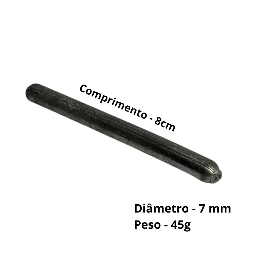 Chumbo P/rede Palitoprego 45g Emb (Emb 3kg-10kg) 8cmx7mm Pesca Tarrafa