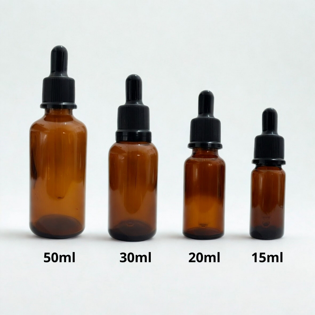 Kit Frasco de Vidro Âmbar Com Conta Gotas - 10 Unidades | 15ml / 20ml / 30ml / 50ml em Oferta na Shopee