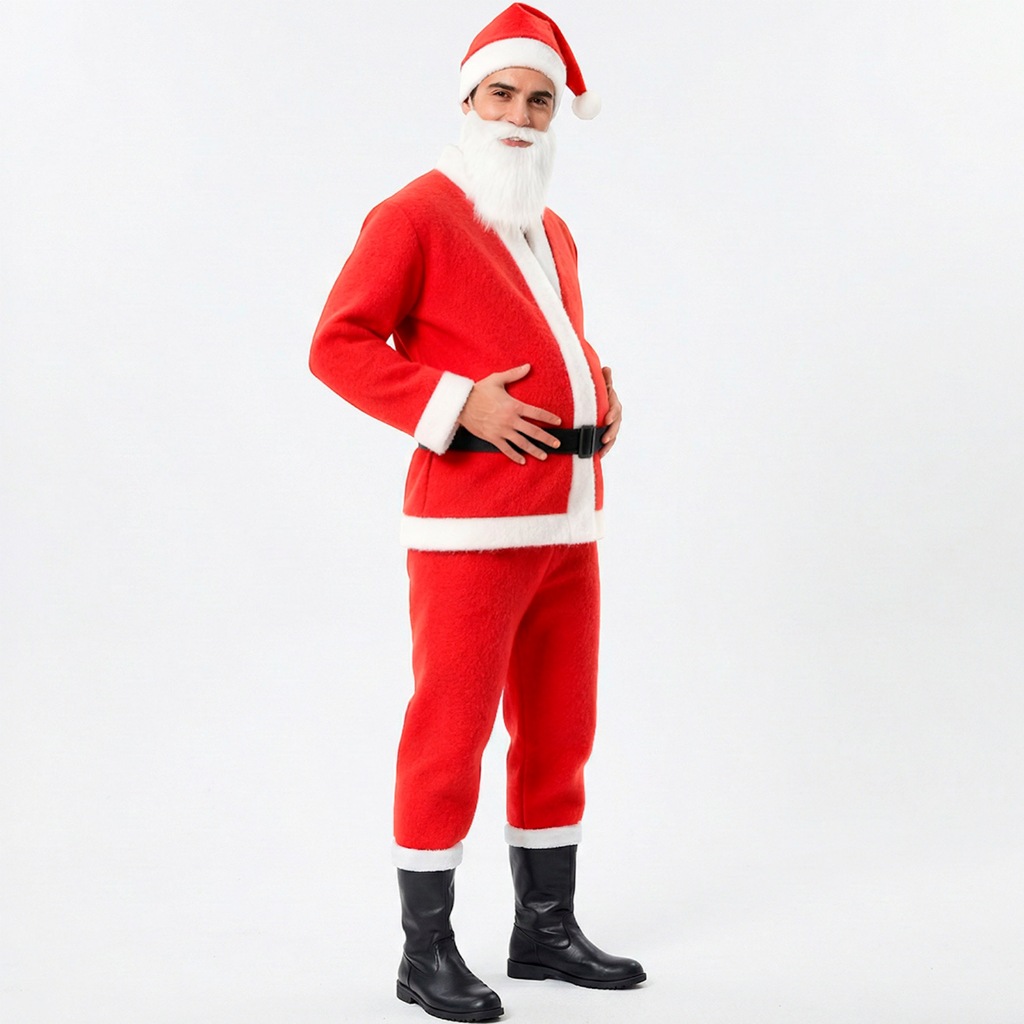 Fantasia Papai Noel Barata Adulta Masculina Completa Com Gorro e Barba em Oferta na Shopee