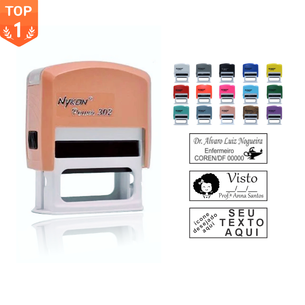 Carimbo Automático Personalizado com seus dados Profissionais!!! Modelo Nykon 302 em Oferta na Shopee