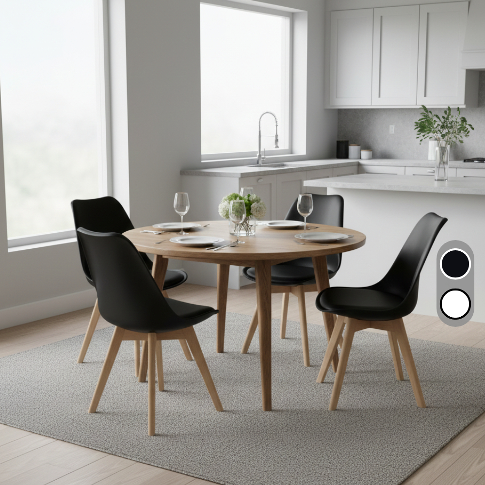 Kit 4 Cadeiras Eames Leda Estofada Com Base de Madeira em Oferta na Shopee