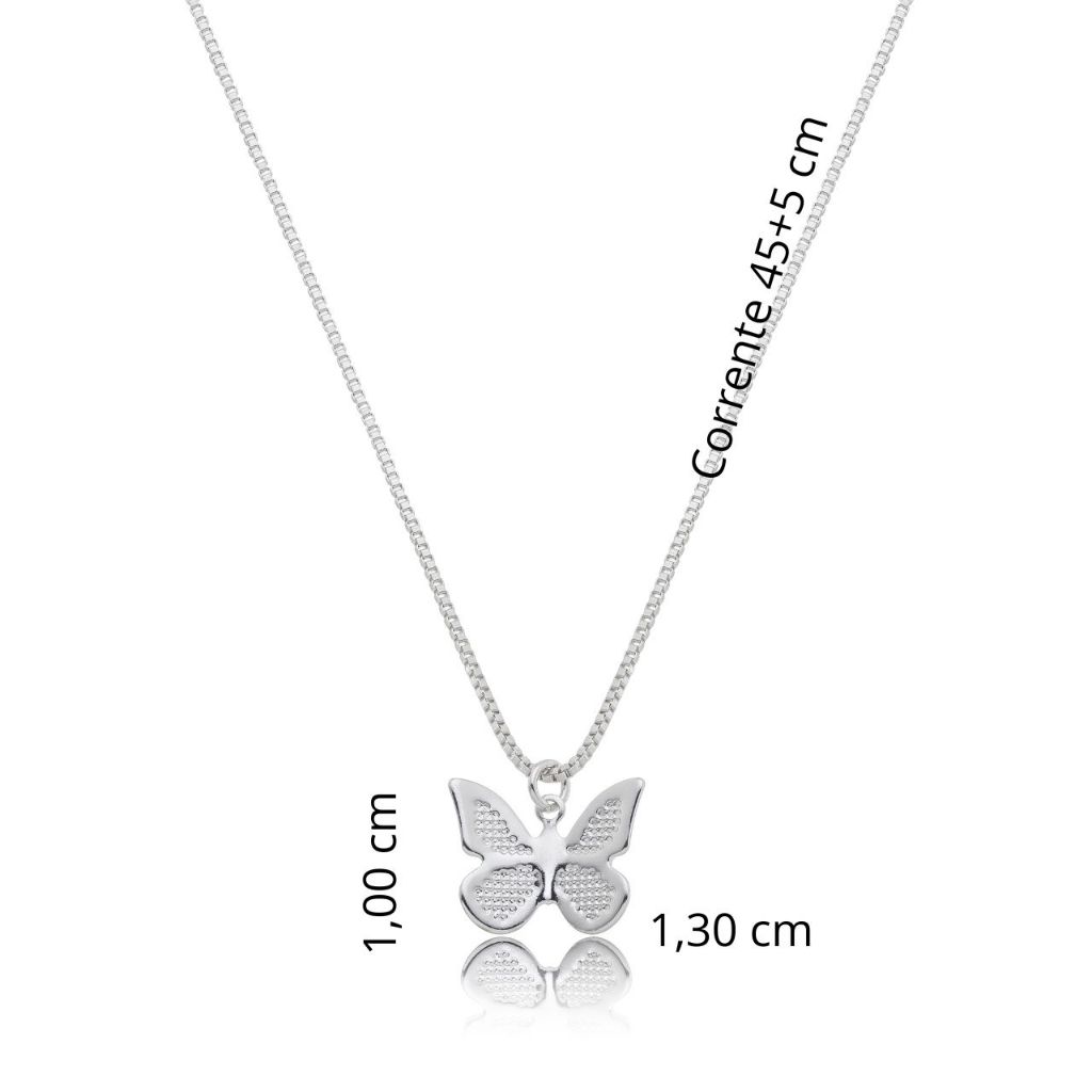 Colar Borboleta Folheado a Prata 925 Feminino – Antialérgico, Delicado