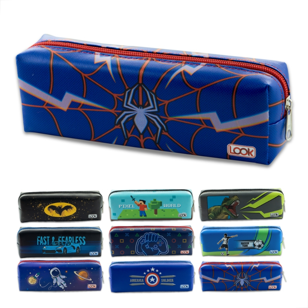 Estojo Escolar Simples Masculino 1 Zíper Organizador Várias Estampas 48 Lápis em Oferta na Shopee