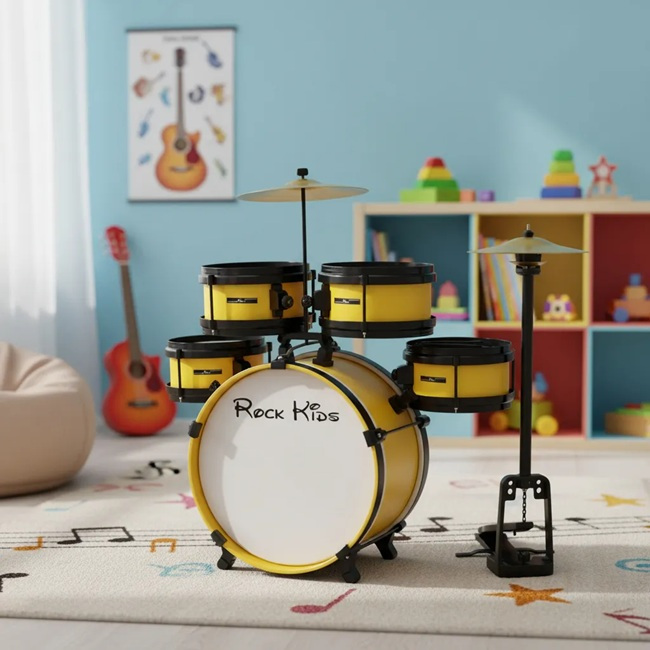 Bateria musical de brinquedo RMV Rock Kids amarelo