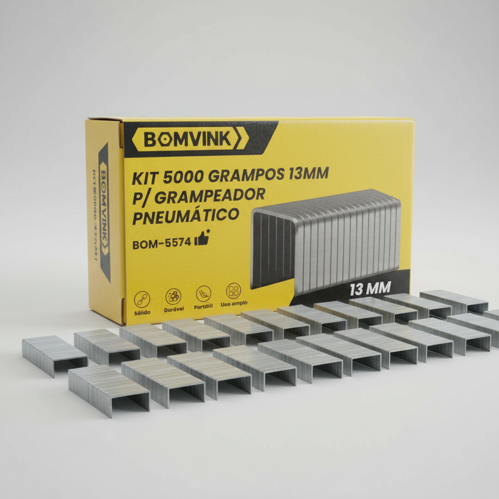 Kit 5000 Grampos 13mm Grampeador Bateria Eletrico Pneumatico