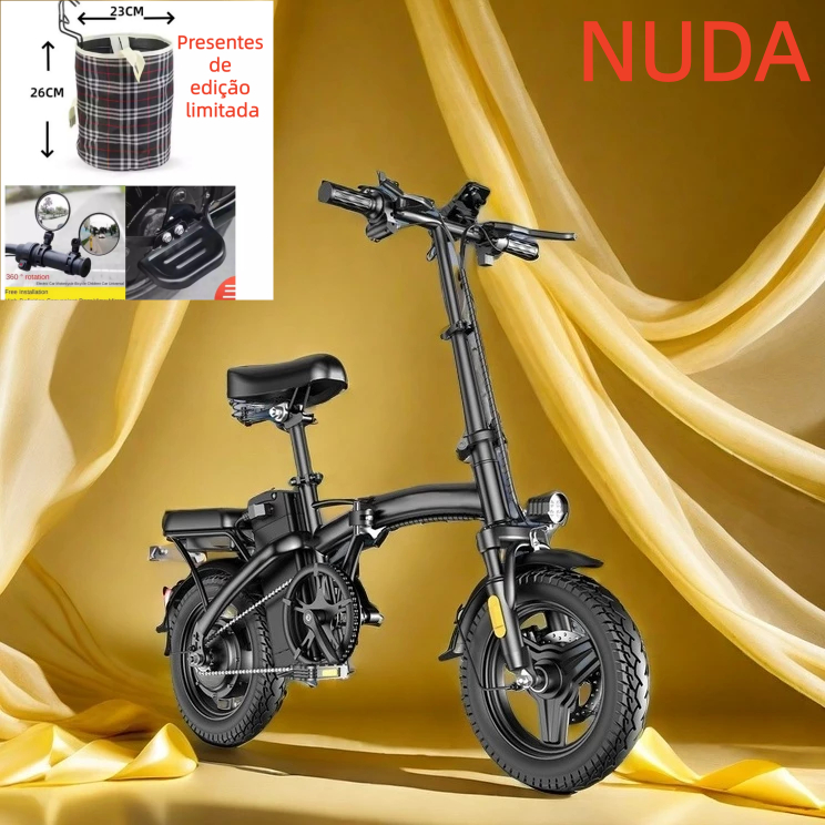 Bicicleta elétrica dobrável para adultos NUDA, pedal tripulado, compras ao ar livre, viagem