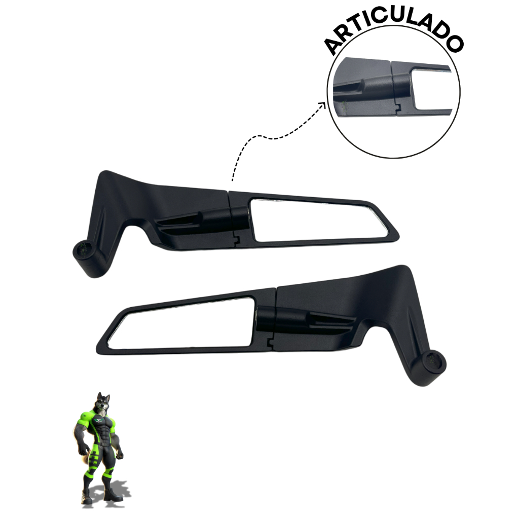 PAR DE RETROVISOR AIRFOIL EM NYLON ASA DE VENTO 90 GRAUS 108mm HONDA E YAMAHA ABS em Oferta na Shopee