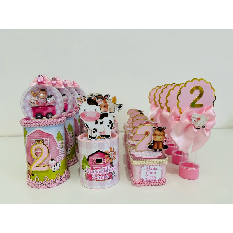 Kit Lembrancinha Fazendinha rosa | Personalizados