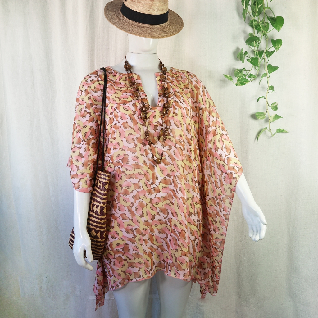 Kaftan, saída de praia, vestido, túnica TAM M, Estampa floral, conservadíssima, [MEDIDAS NA DESCRIÇÃO] [BRECHÓ FOFUCHA]