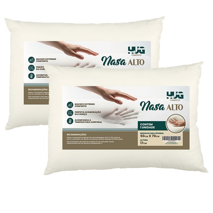 Kit Com 2 Travesseiros Nasa alto Viscoelastico 17cm em Oferta na Shopee