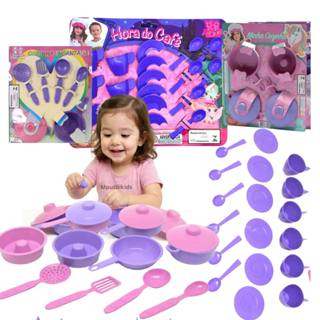 Brinquedo Kit De Panelinhas Infantil 25 - 31 Pçs Faz de Conta Com Xícaras Pires Colherzinha Menina em Oferta na Shopee