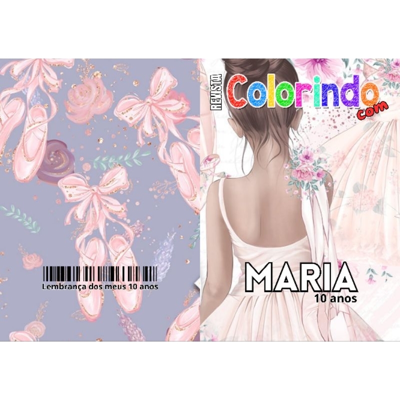 Revista de Colorir tema BAILARINA Personalizada Lembrancinha Festa Infantil Todos os Temas Decoração