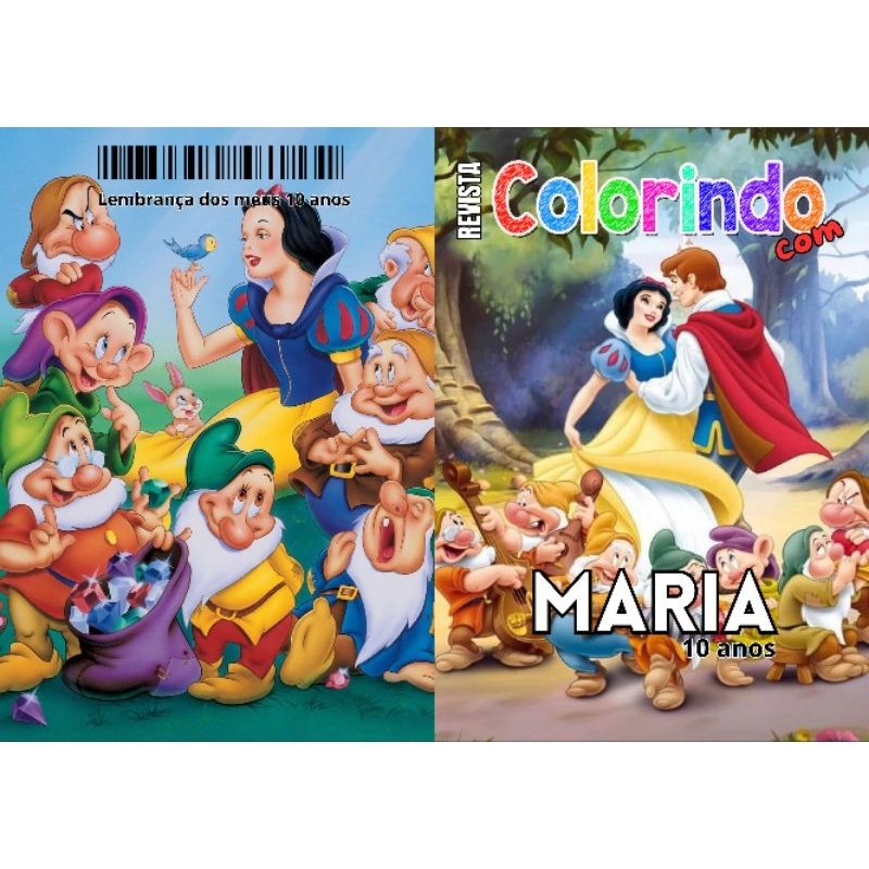 Revista de Colorir tema BRANCA DE NEVE Personalizada Lembrancinha Festa Infantil Todos Temas Decora