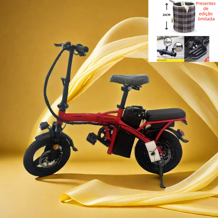 Bicicleta elétrica dobrável para adultos NUDA, pedal tripulado, compras ao ar livre, viagem