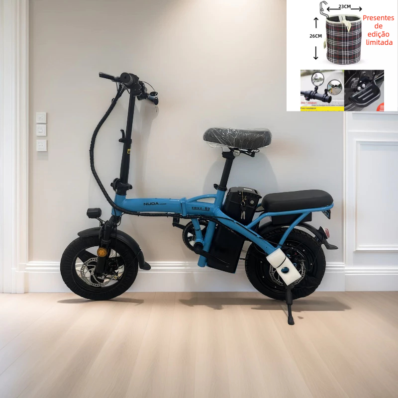Bicicleta elétrica dobrável para adultos NUDA, pedal tripulado, compras ao ar livre, viagem