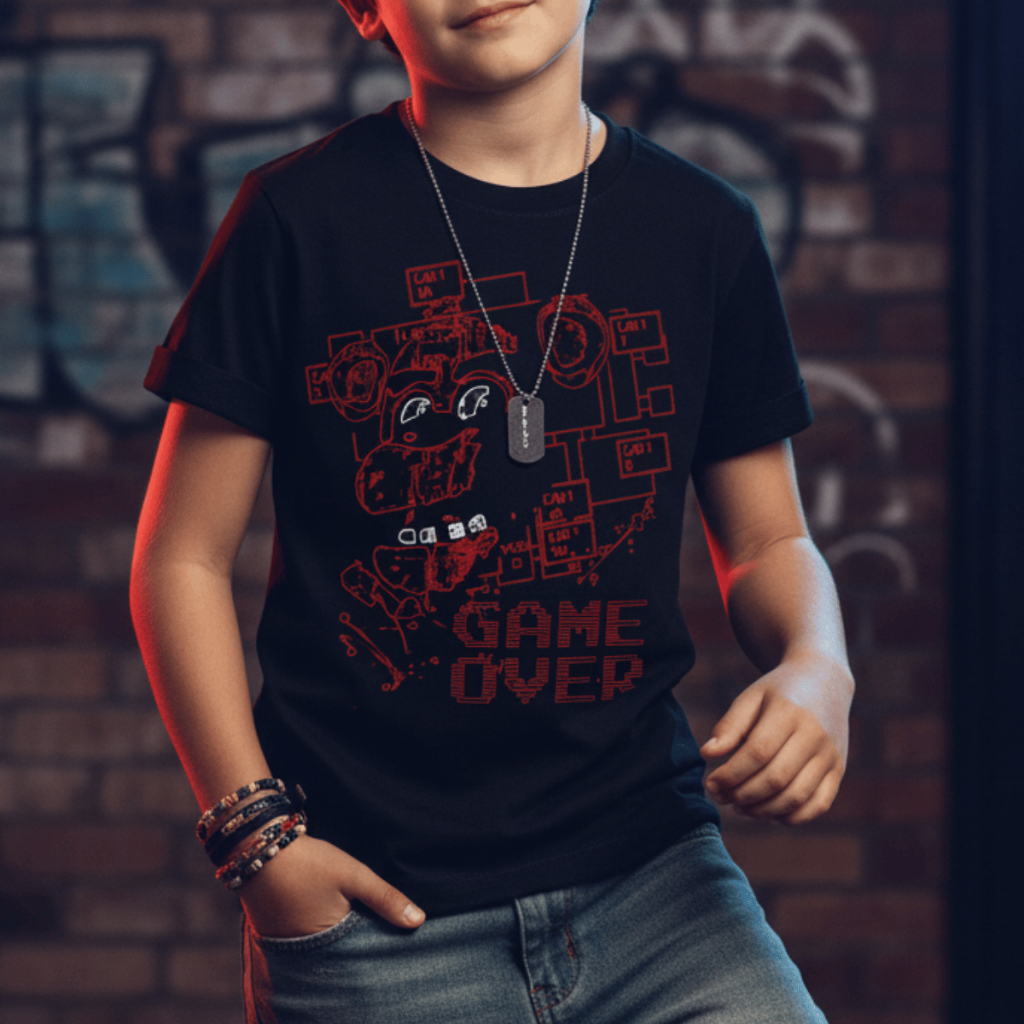Camiseta Infantil Five Nights At Freddys Game Over Terror Game Algodão 100% Estampa Premium
