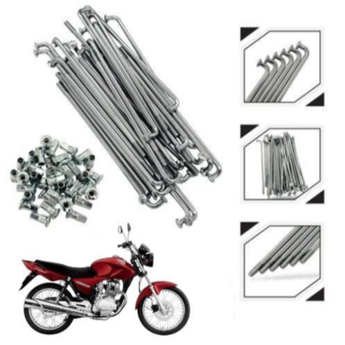 JOGO DE RAIO DIANTEIRO/TRASEIRO TITAN 125 00/TITAN 150/FAN 125/FAN 150 - (4MM) - (CROMADO)