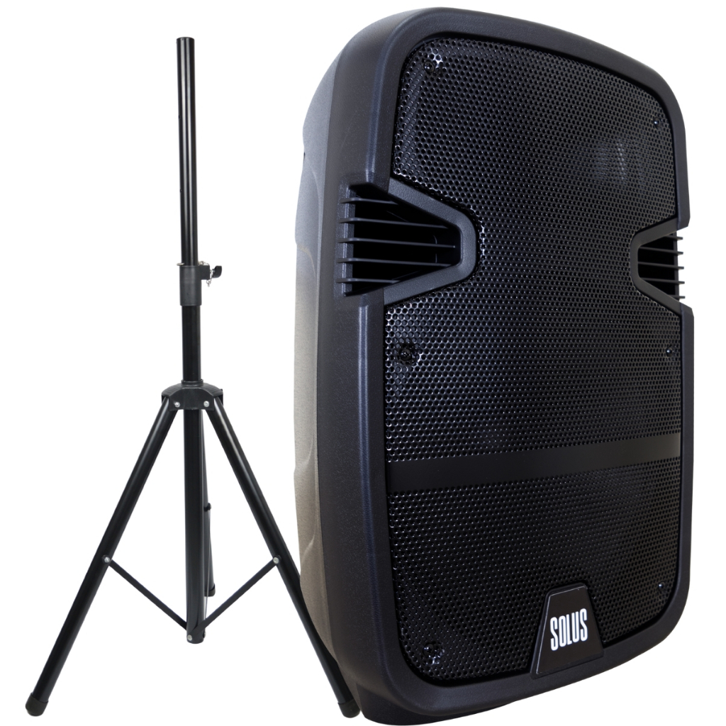 Kit Caixa De Som Bluetooth Amplificada Solus 12 Cs120 Lite + Tripé Sm032