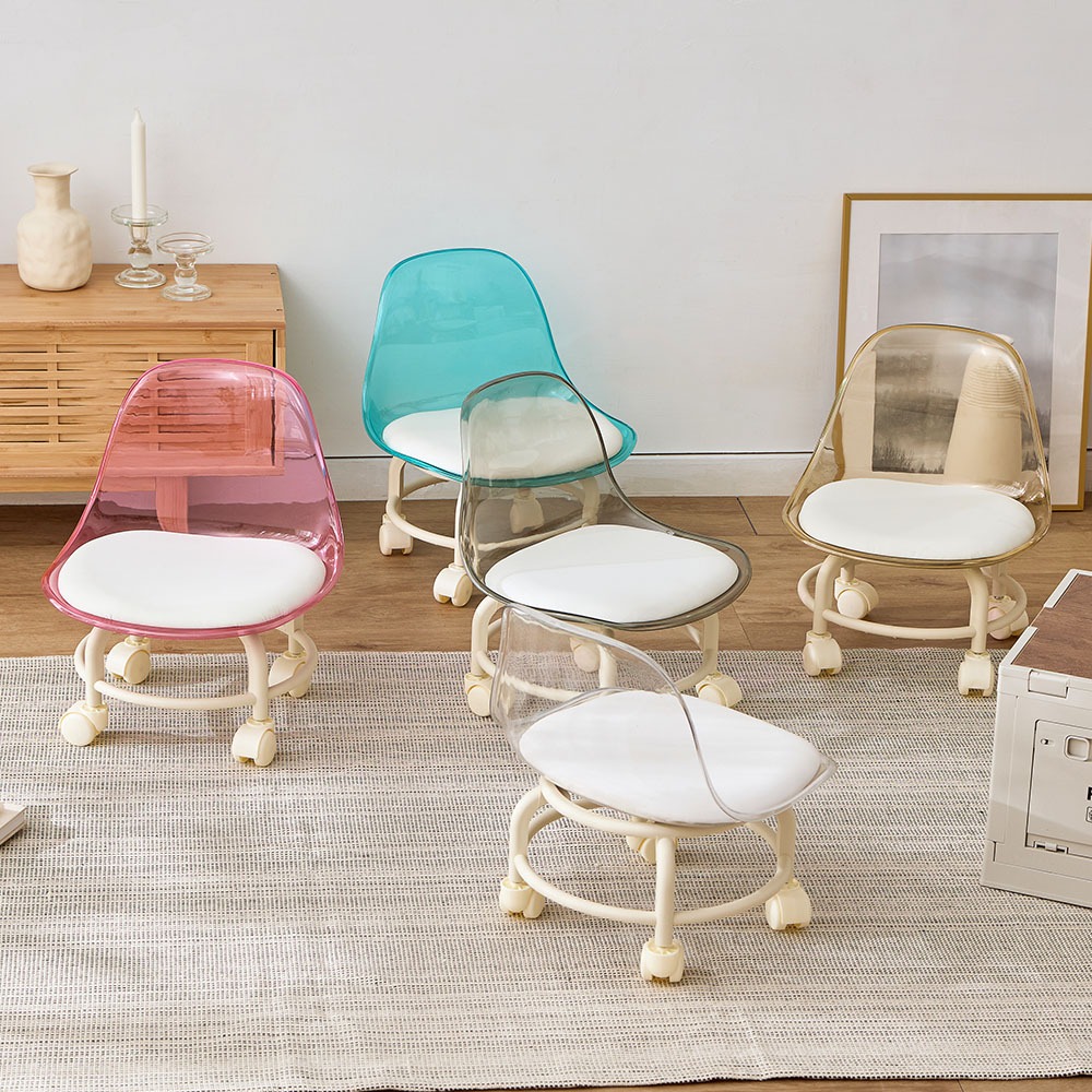 Banqueta pequena de acrílico com rodas universais silenciosas para crianças--1149 em Oferta na Shopee