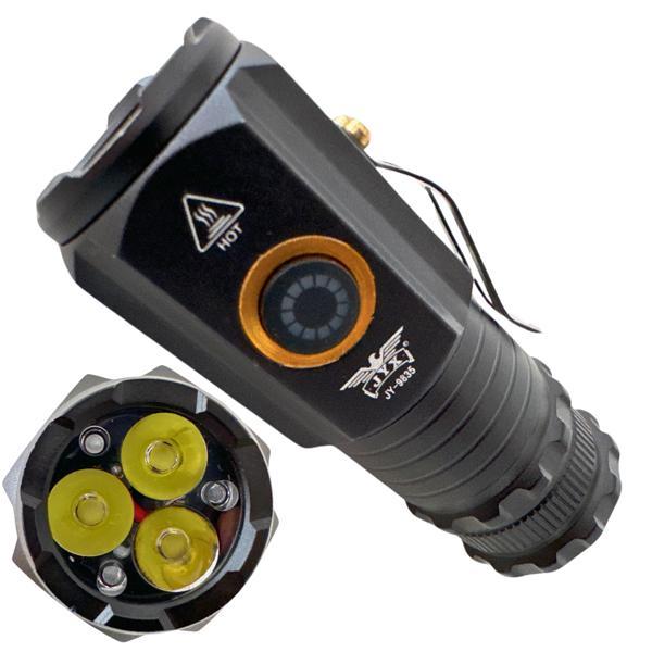Mini Lanterna Tática Edc 3 Leds T12 Usb Com Suporte Para Armas JYX JY-9835