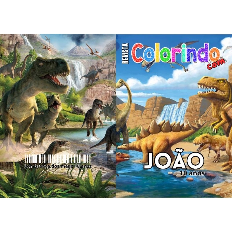 Revista de Colorir DINOSSAUROS Personalizada Lembrancinha Festa Infantil Todos os Temas Livro