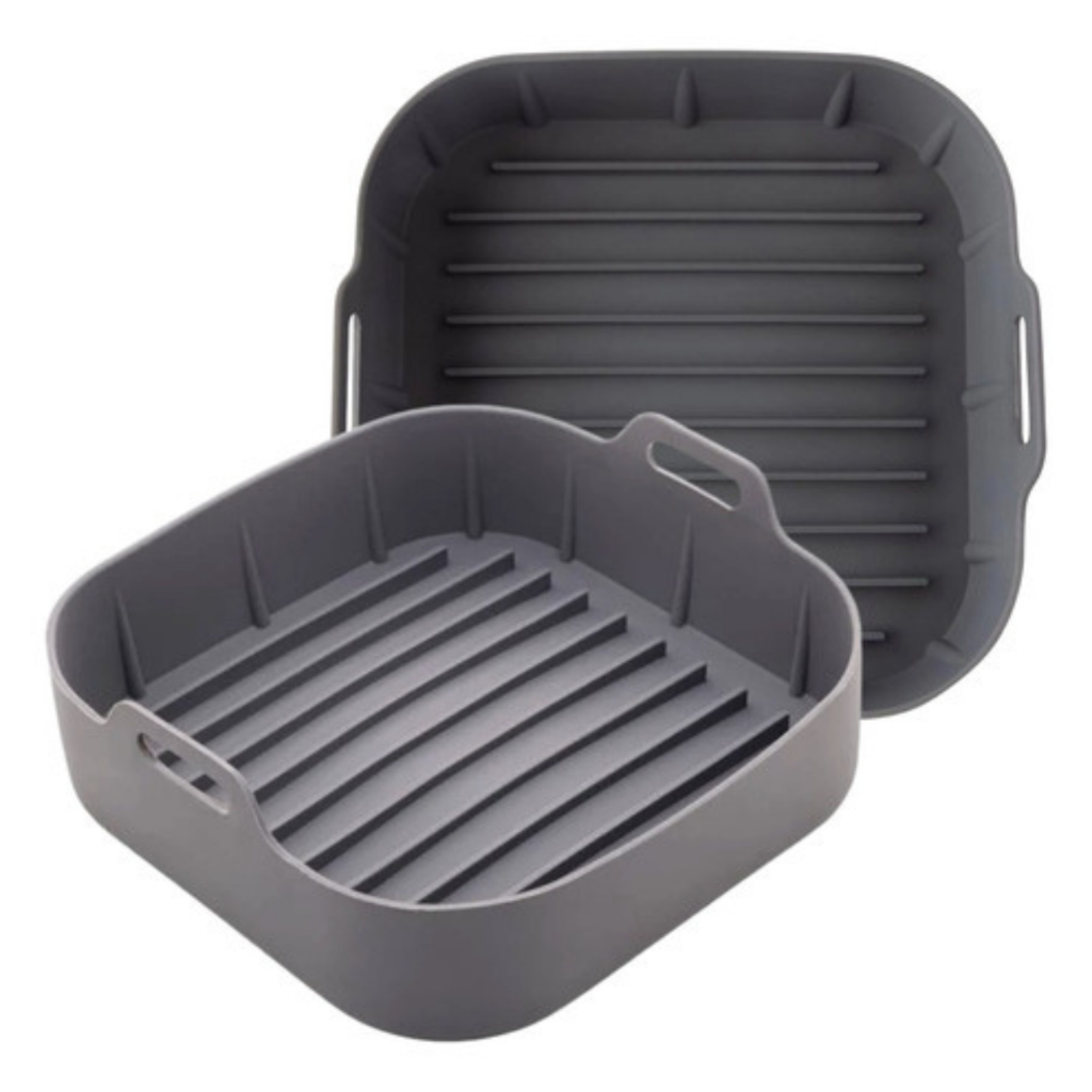 Forma De Cozimento 16x16x7,3cm Quadrada De Silicone Para Air Fryer Com Alça