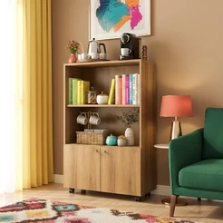 Livreiro Multiuso MDP Estante Prateleira e Rodinhas Sapateira p/ Sala Quarto Aparador Cantinho do Café Decoração .