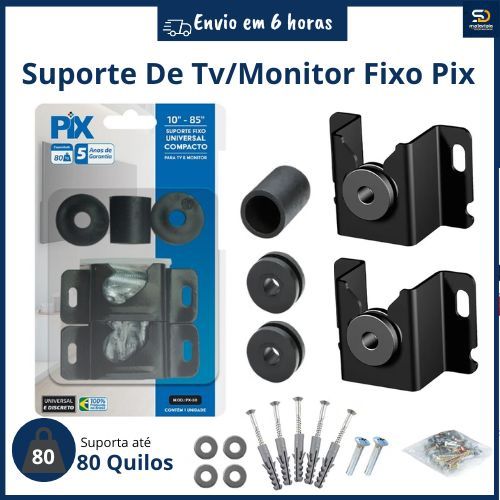Suporte Tv Pix Monitor Fixo Universal Led/Lcd 4k - Parede Painel