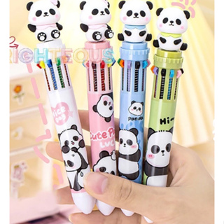 Caneta Esferográfica 10 Cores Direita Panda 0,5mm Colorful Ink Gel Pen Kawaii em Oferta na Shopee